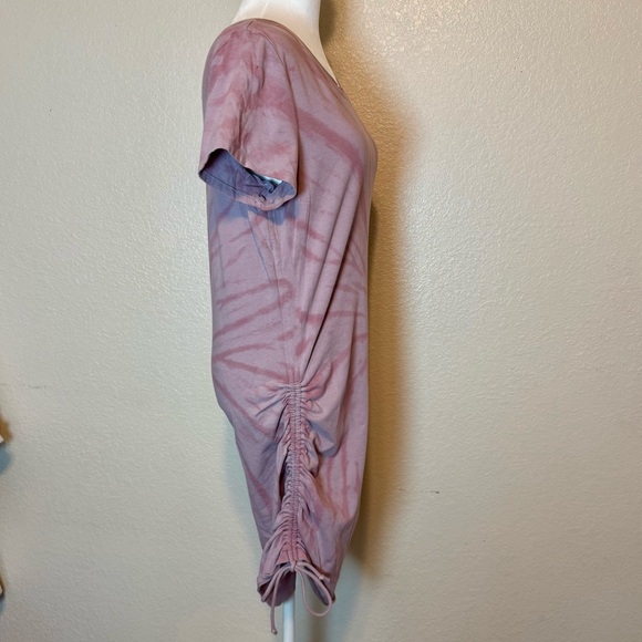 Victoria’s Secret Pink Tie Dye Jersey Tee Shirt Dress Side Ruching Purple Large - Picture 9 of 13